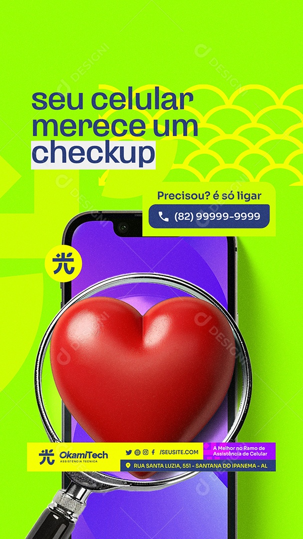 Story Assistência de Celular Seu Celular Merece um Checkup Social Media PSD Editável