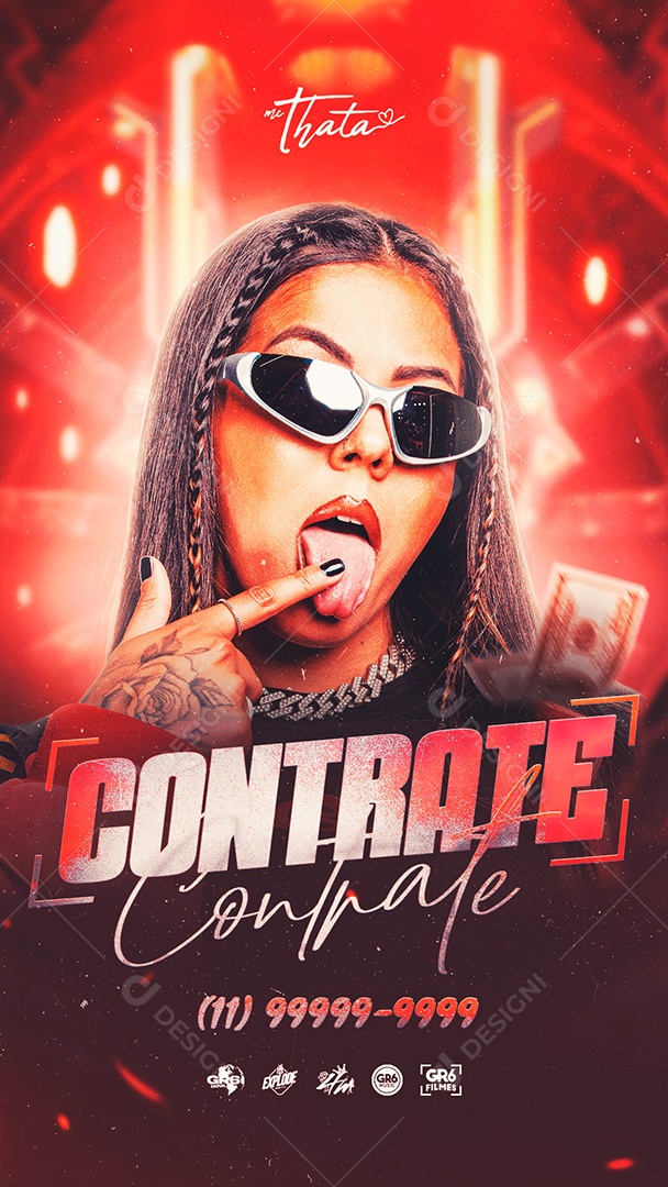 Flyer Contrate Baile Funk Thata Social Media PSD Editável