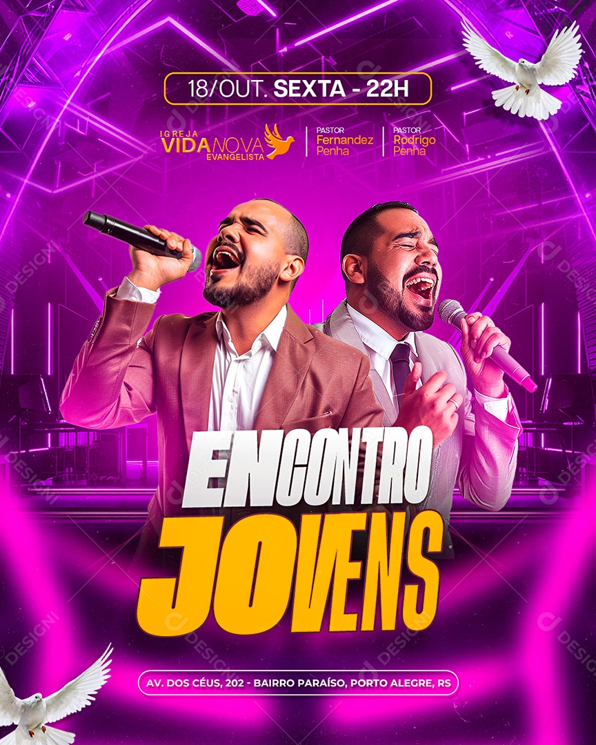 Flyer Gospel Encontro Jovens Social Media PSD Editável