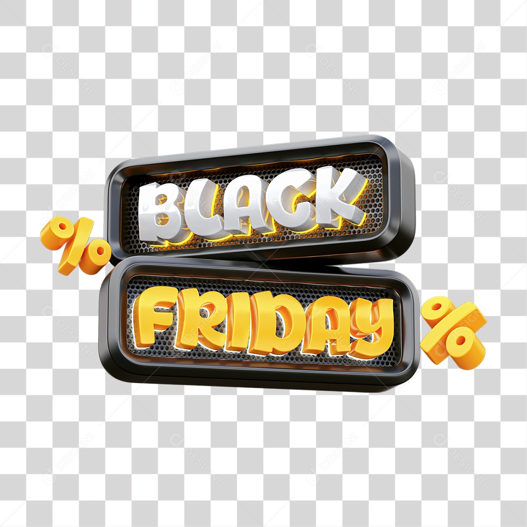 Black Friday Selo 3D Branco e Amarelo PNG Transparente