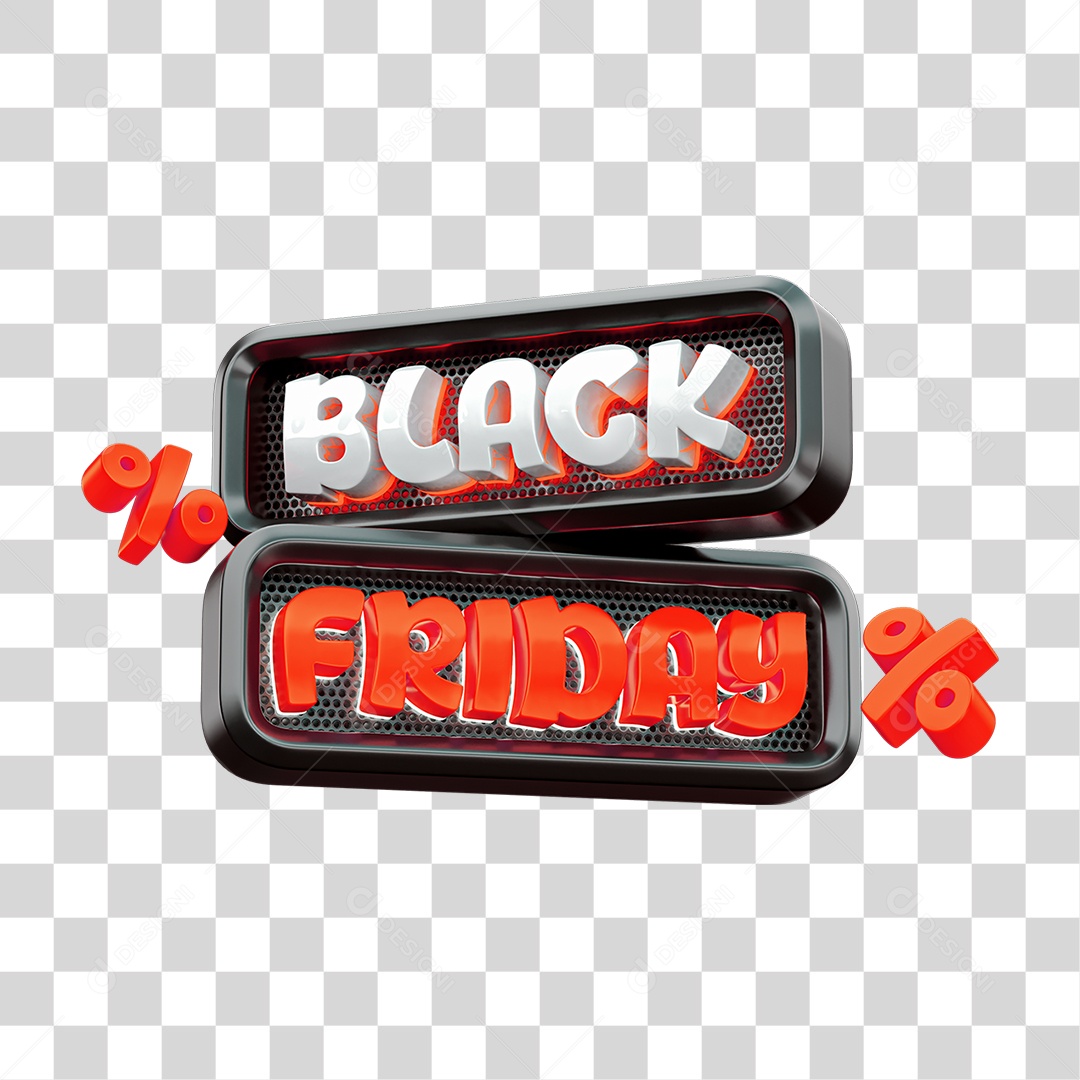 Black Friday Selo 3D Branco e Vermelho PNG Transparente