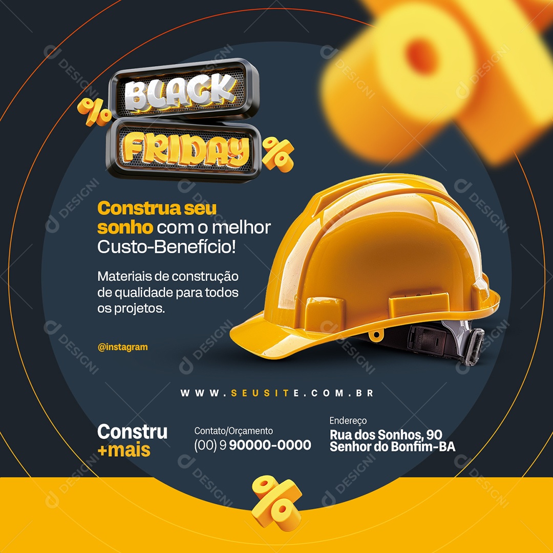 Black Friday Materiais de Construção Sonho Social Media PSD Editável