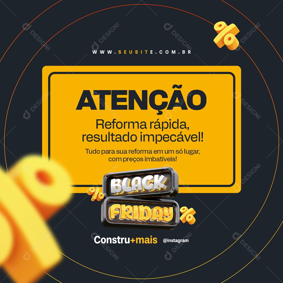 Black Friday Materiais de Construção Atenção Social Media PSD Editável