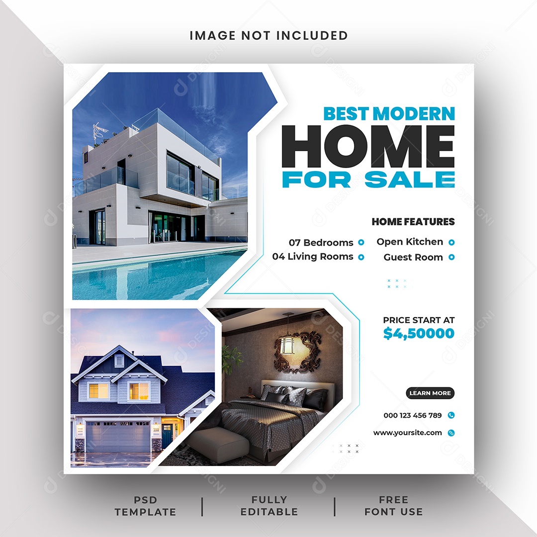 Imobiliária Encontre o Imóvel Dos Seus Sonhos Social Media PSD Editável