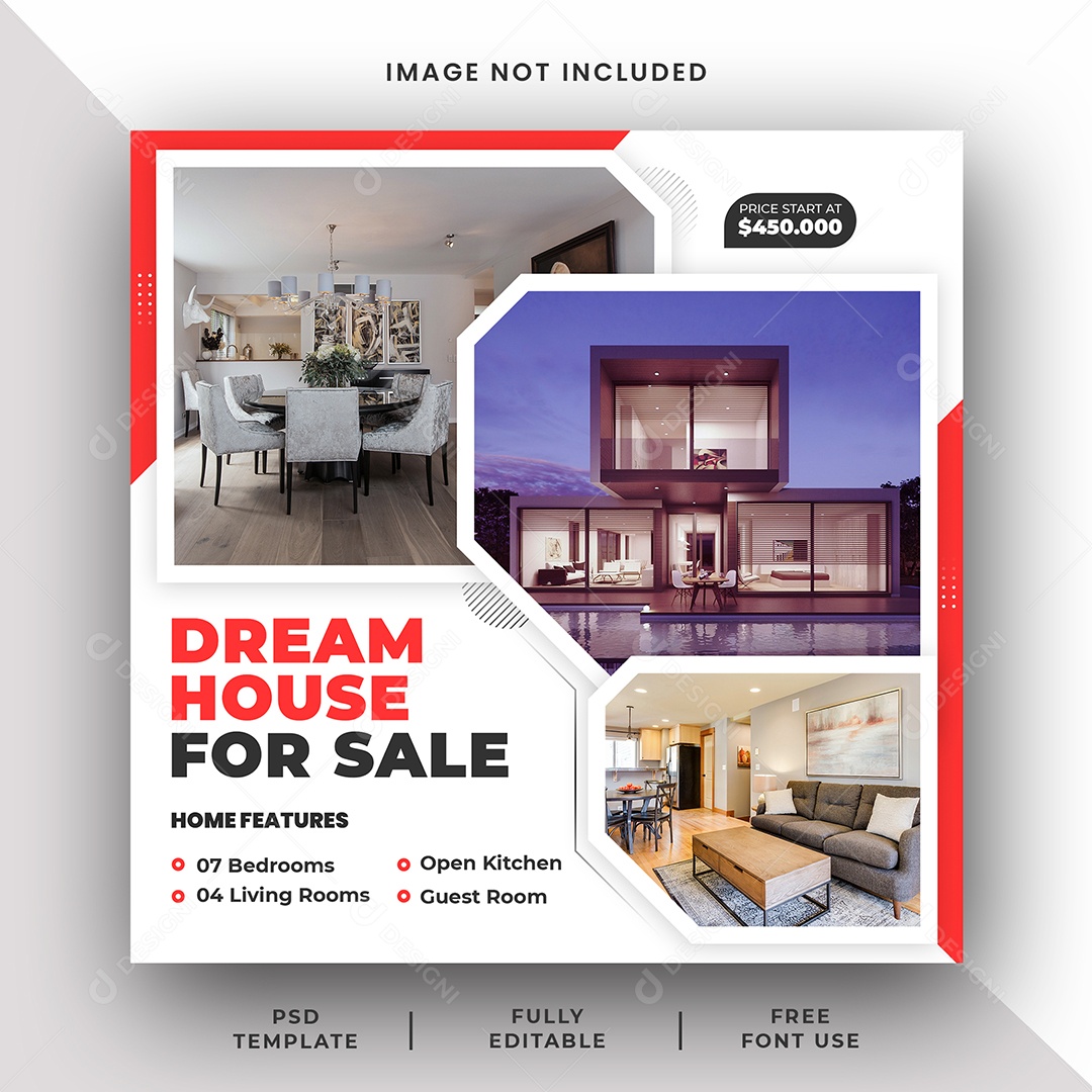 Imobiliária Encontre o Imóvel Dos Seus Sonhos Social Media PSD Editável