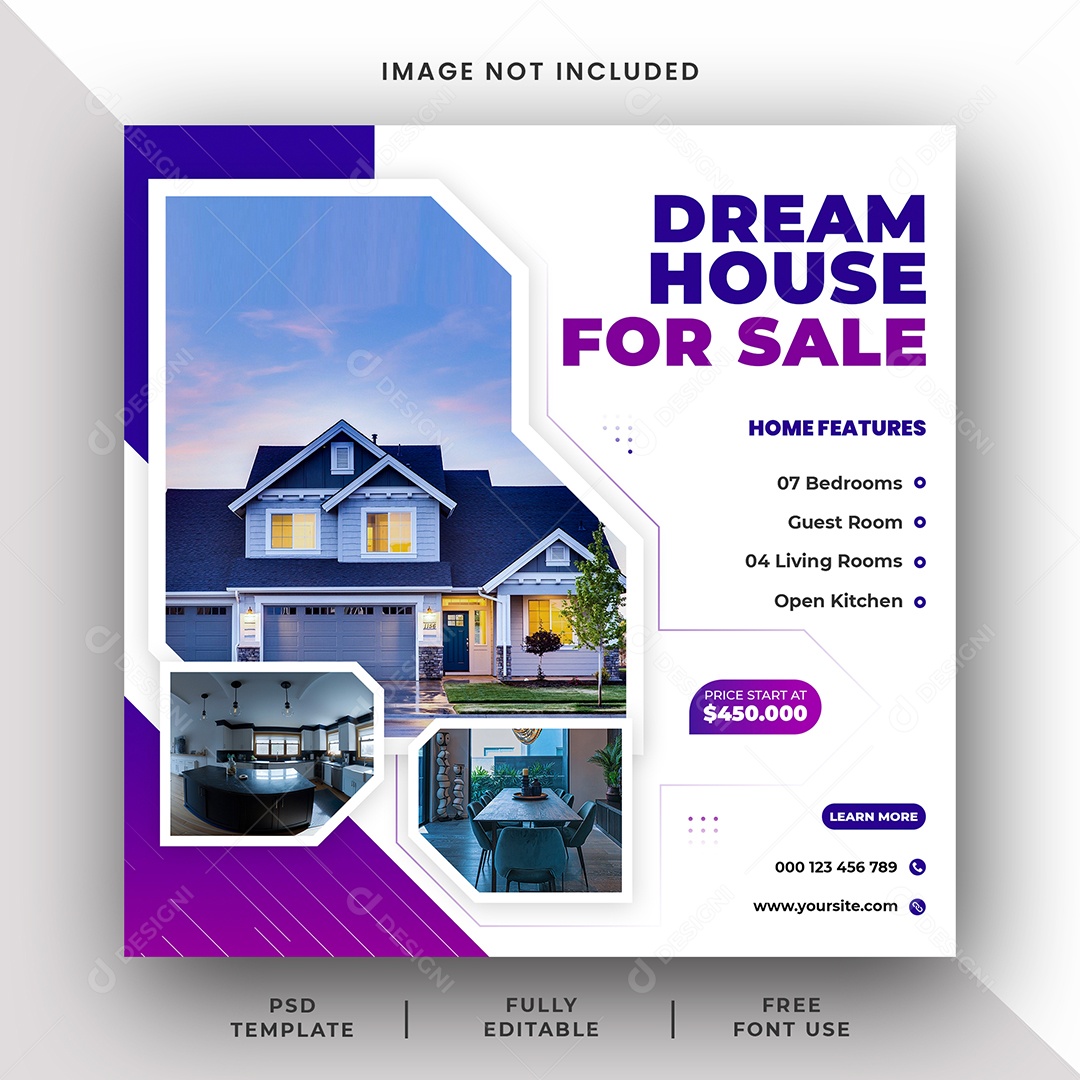 Imobiliária Encontre o Imóvel Dos Seus Sonhos Social Media PSD Editável