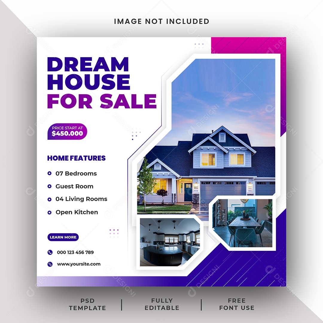 Imobiliária Casa Dos Sonhos A Venda Social Media PSD Editável