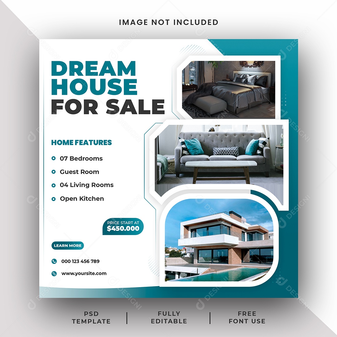 Imobiliária Encontre o Imóvel Dos Seus Sonhos Social Media PSD Editável