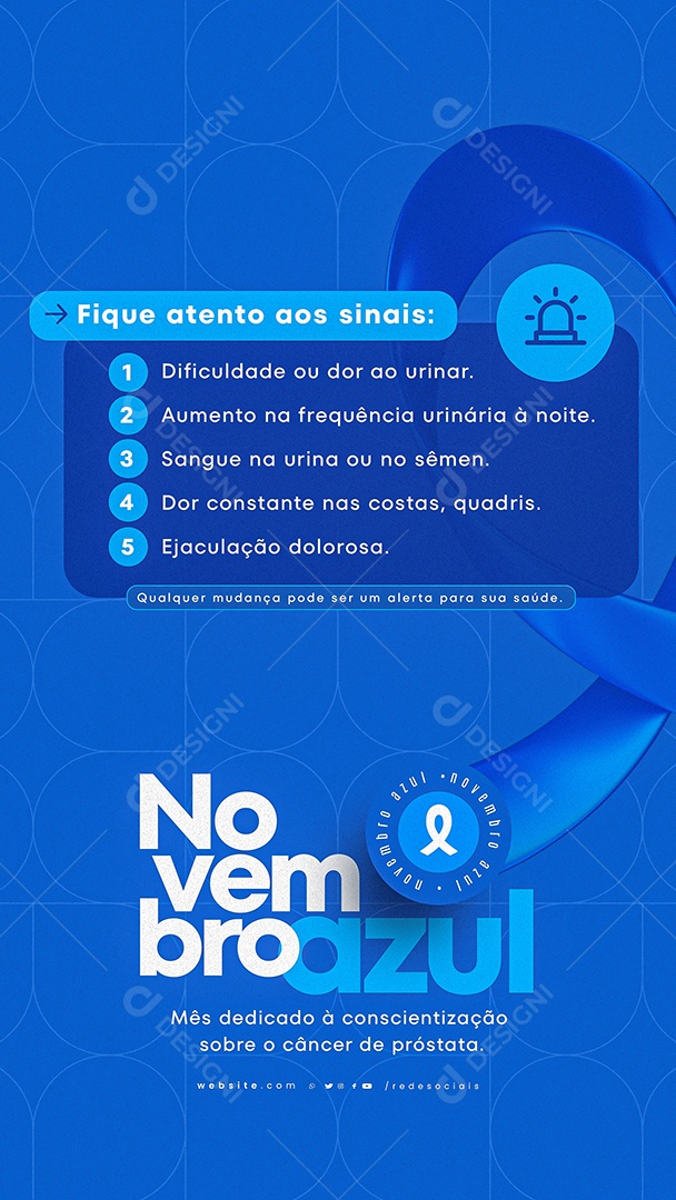 Story Novembro Azul Fique Atento aos Sinais Social Media PSD Editável