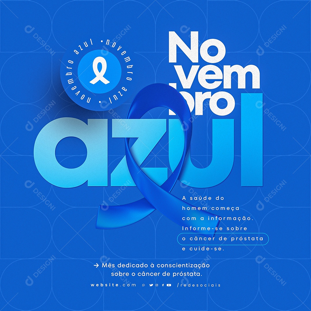 Novembro Azul Mês da Prevenção Contra o Câncer de Próstata Social Media PSD Editável