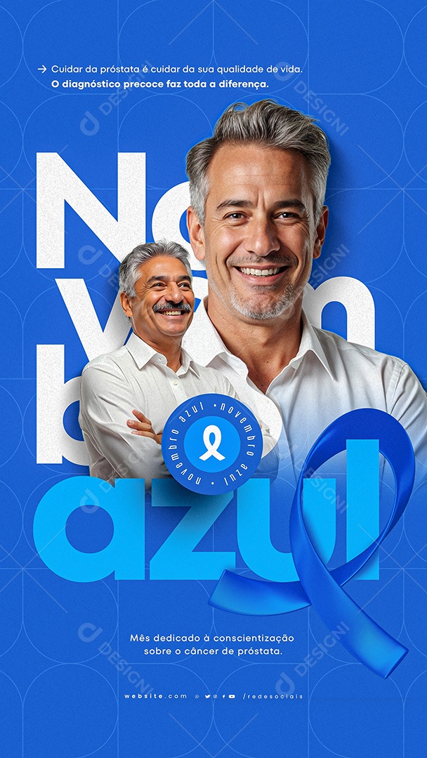 Story Novembro Azul Mês da Prevenção Contra o Câncer de Próstata Social Media PSD Editável