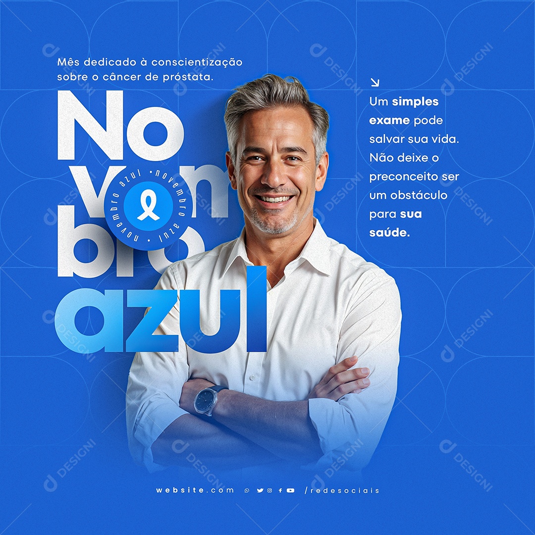 Novembro Azul Mês Dedicado á Conscientização Sobre o câncer próstata Social Media PSD Editável