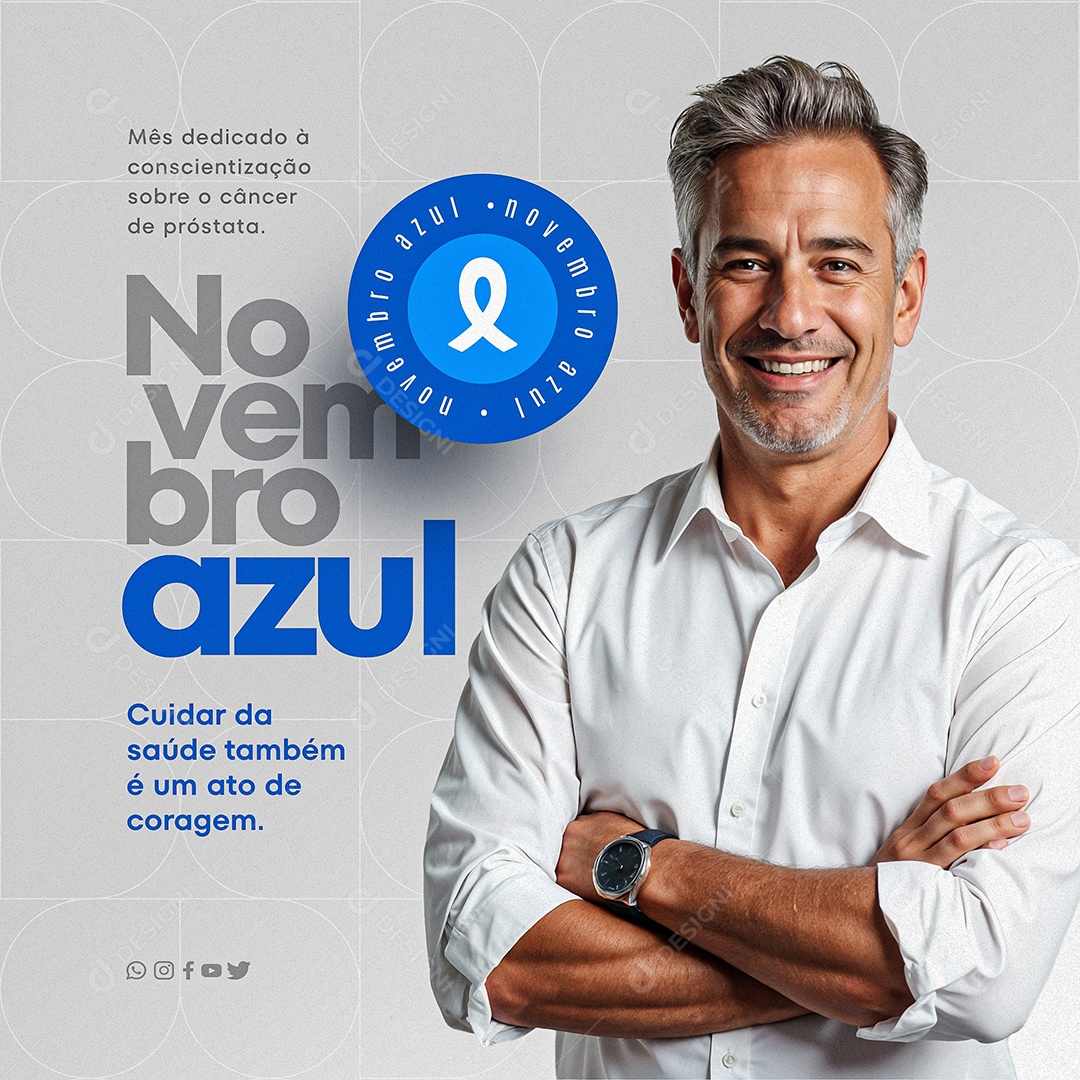 Novembro Azul Mês da Prevenção Contra o Câncer de Próstata Social Media PSD Editável