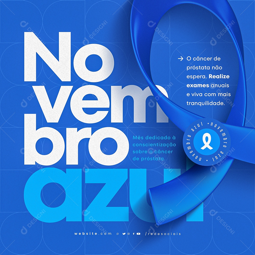 Novembro Azul Mês da Prevenção Contra o Câncer de Próstata Social Media PSD Editável