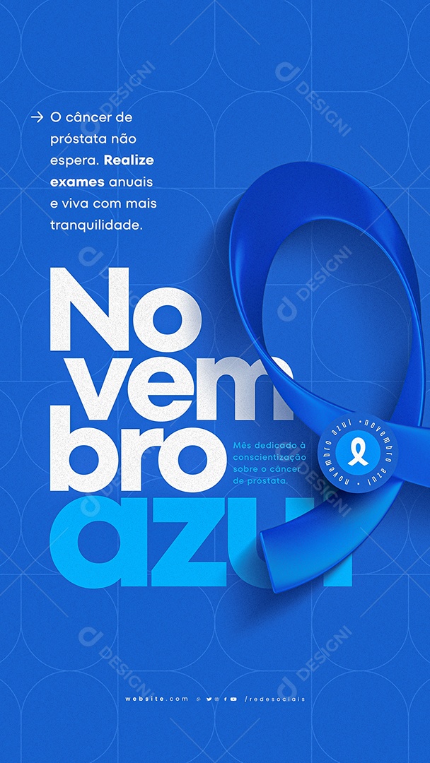 Story Novembro Azul Mês da Prevenção Contra o Câncer de Próstata Social Media PSD Editável
