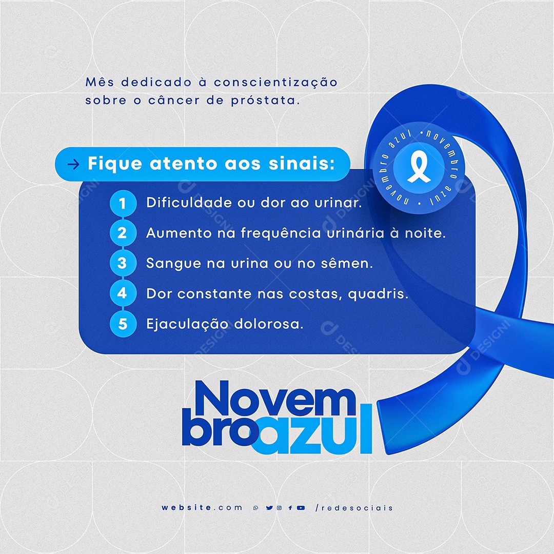 Novembro Azul Mês da Prevenção Contra o Câncer de Próstata Social Media PSD Editável