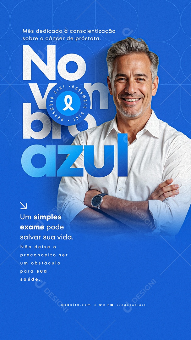 Story Novembro Azul Mês da Prevenção Contra o Câncer de Próstata Social Media PSD Editável