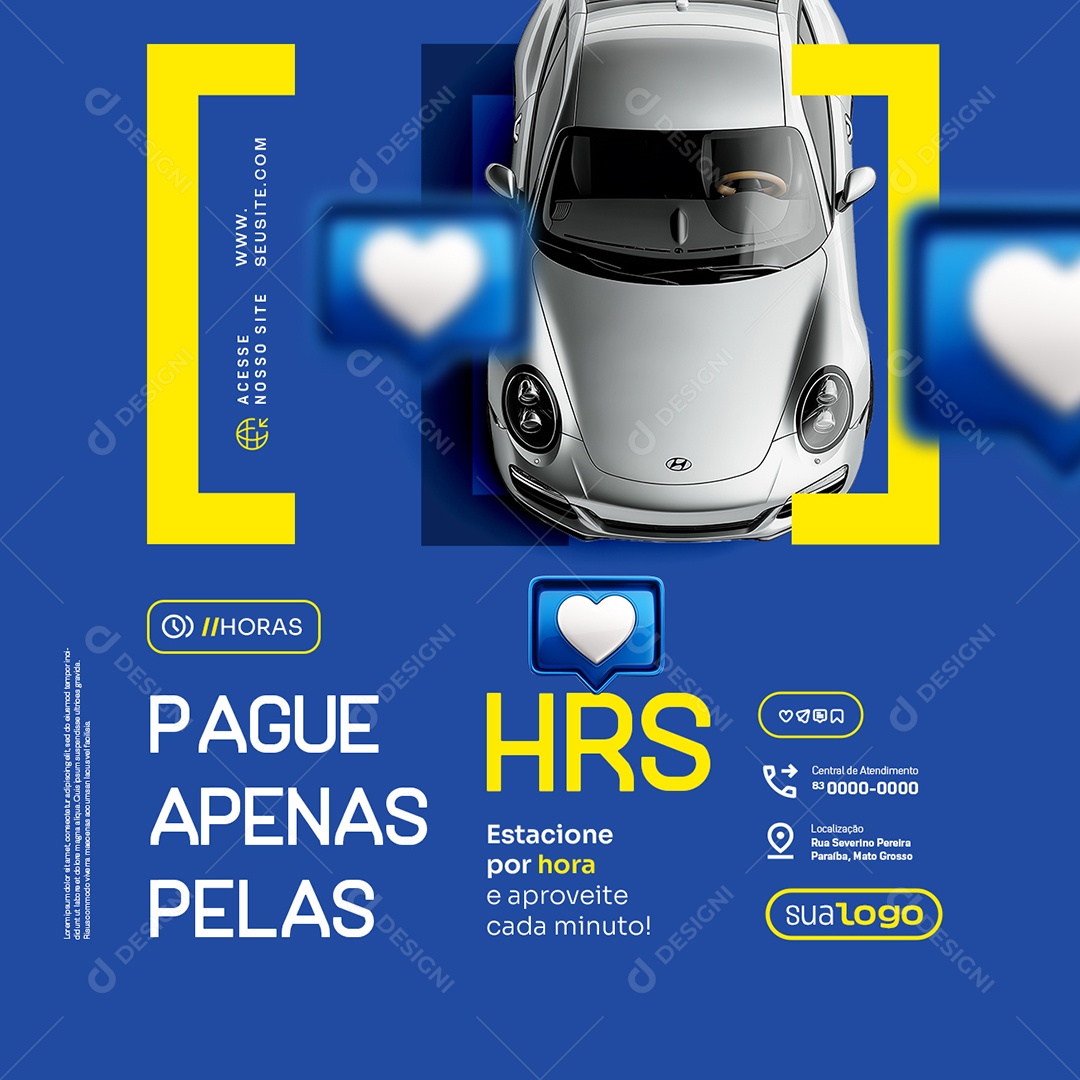 Estacionamento Pague Apenas Pelas Horas Social Media PSD Editável