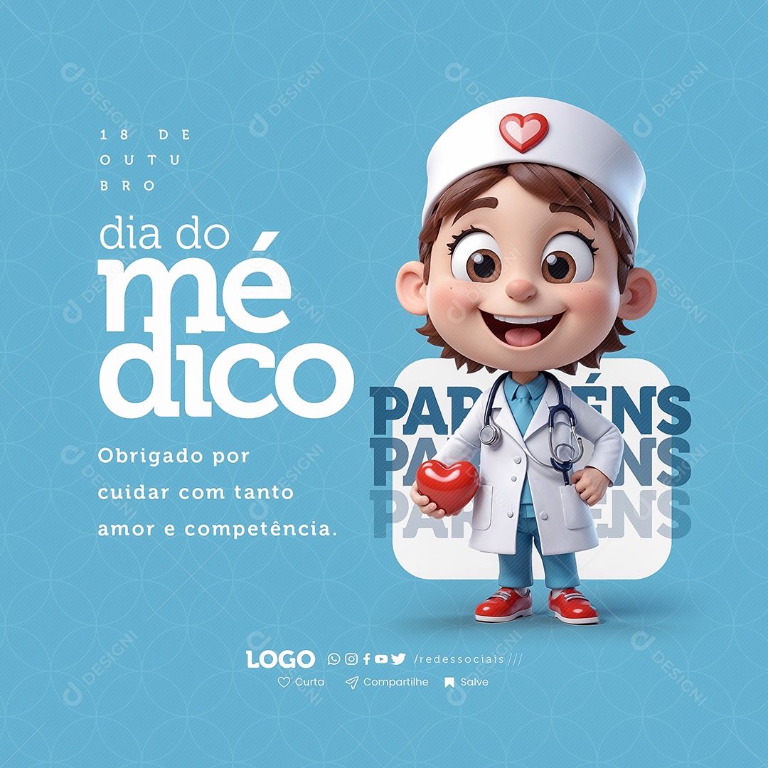 Dia do Médico 18 de Outubro Social Media PSD Editável