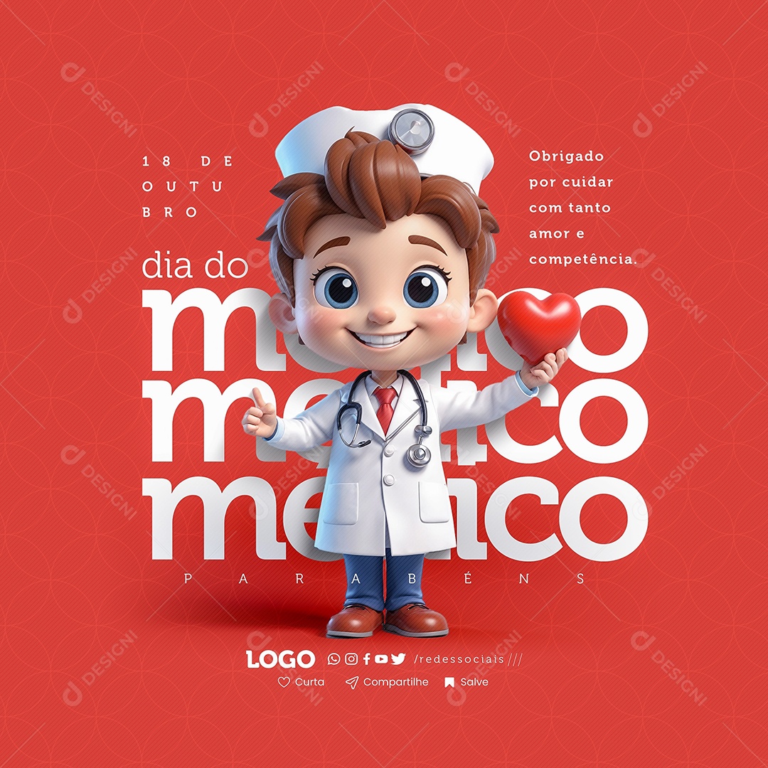 Dia do Médico 18 de Outubro Social Media PSD Editável