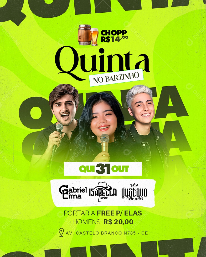 Flyer Quinta no Barzin Social Media PSD Editável