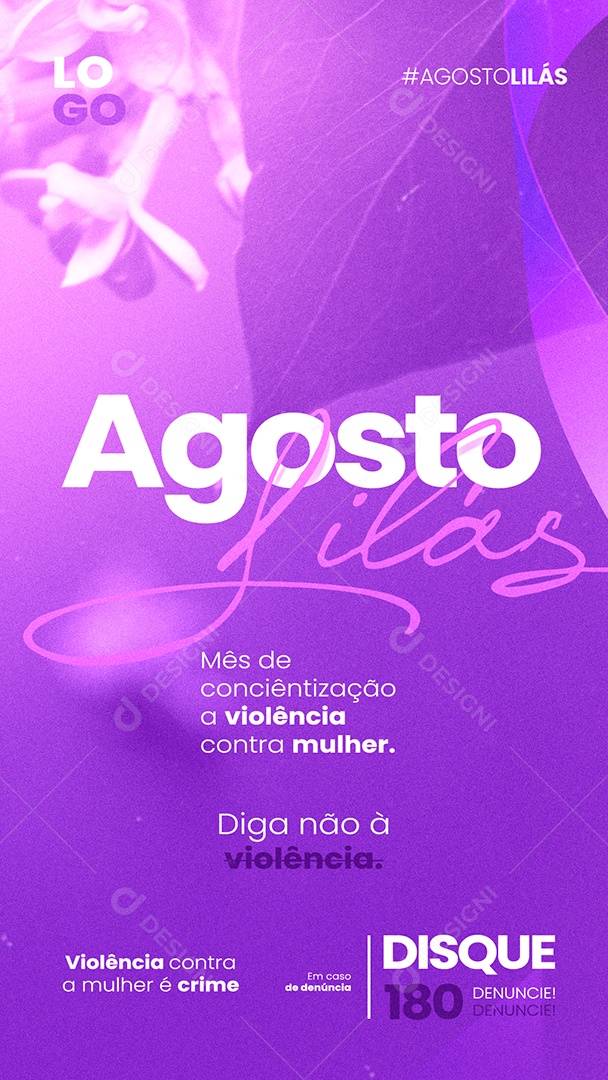 Story Agosto Lilás Mês de Conscientização a Violência Contra a Mulher Social Media PSD Editável