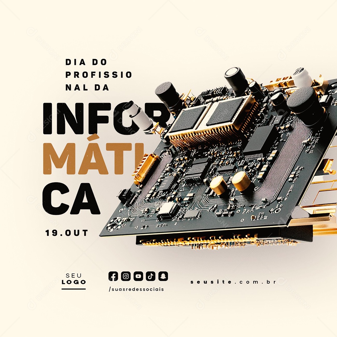 Social Media Dia do Profissional de Informática 19 de Outubro PSD Editável