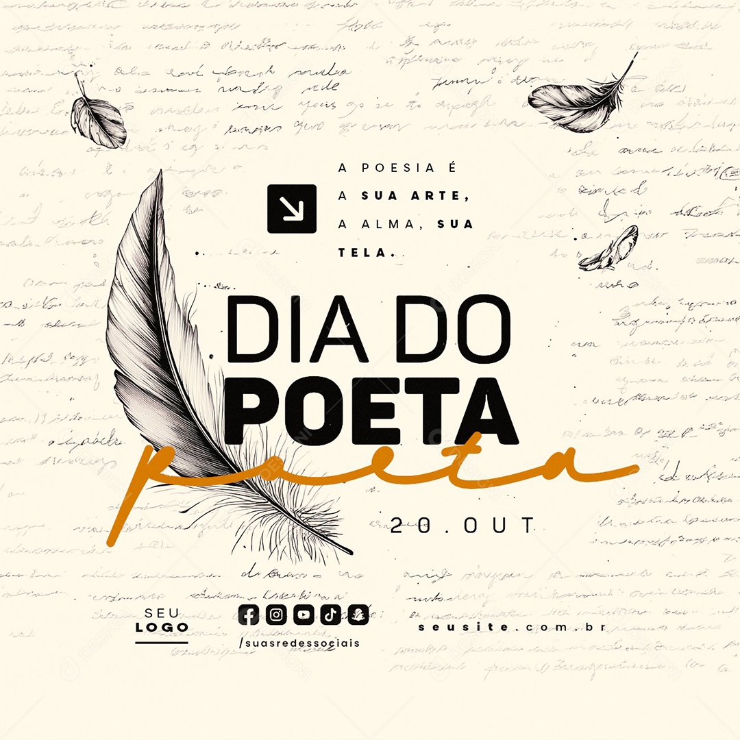 Social Media Dia do Poeta 20 de Outubro PSD Editável