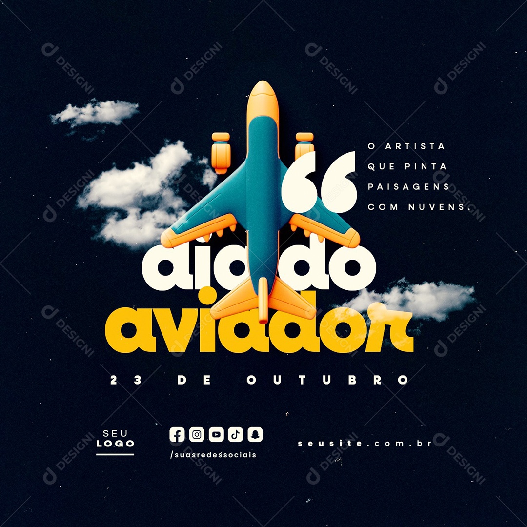 Social Media Dia do Aviador 23 de Outubro PSD Editável