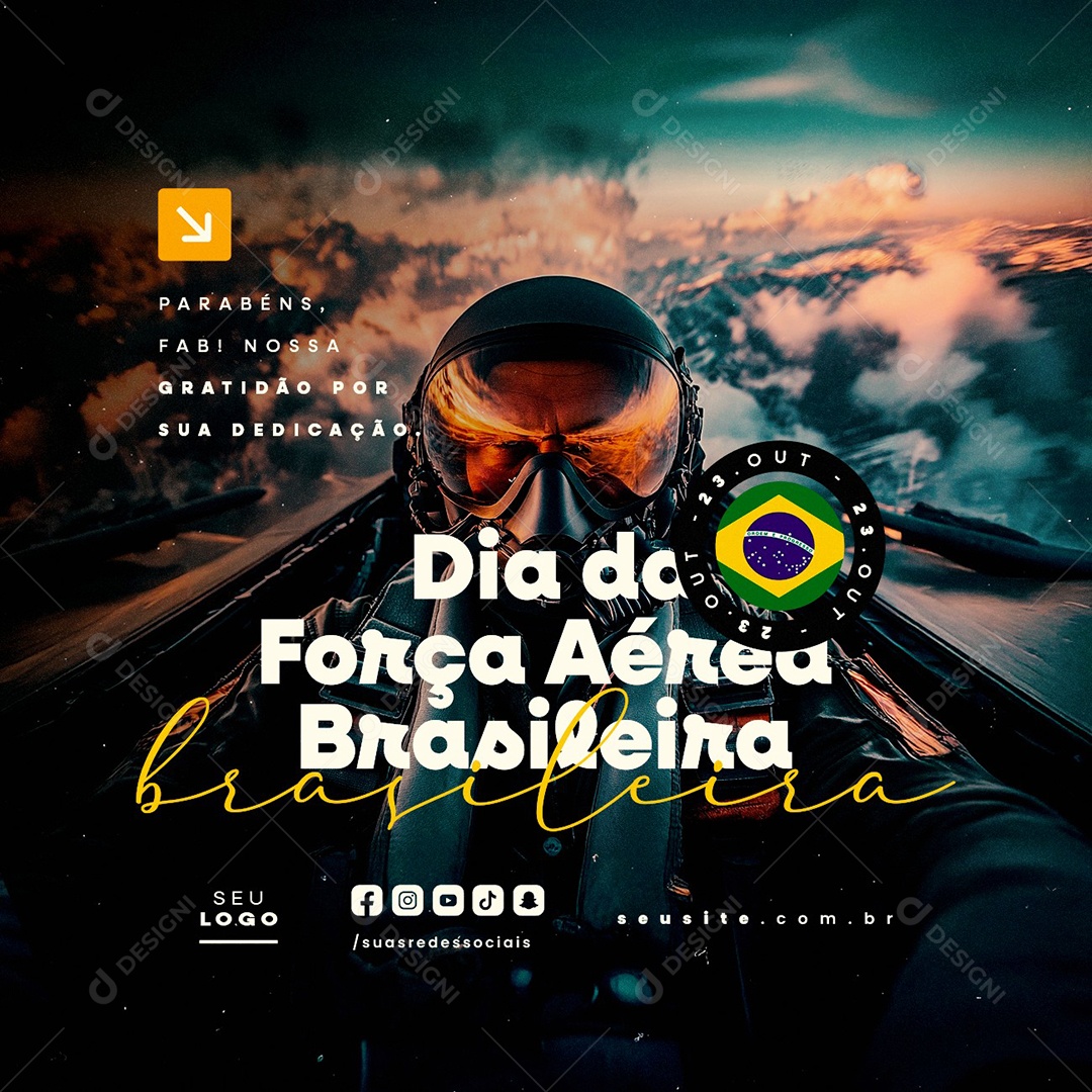 Dia da Força Aérea Brasileira 23 de Outubro Social Media PSD Editável