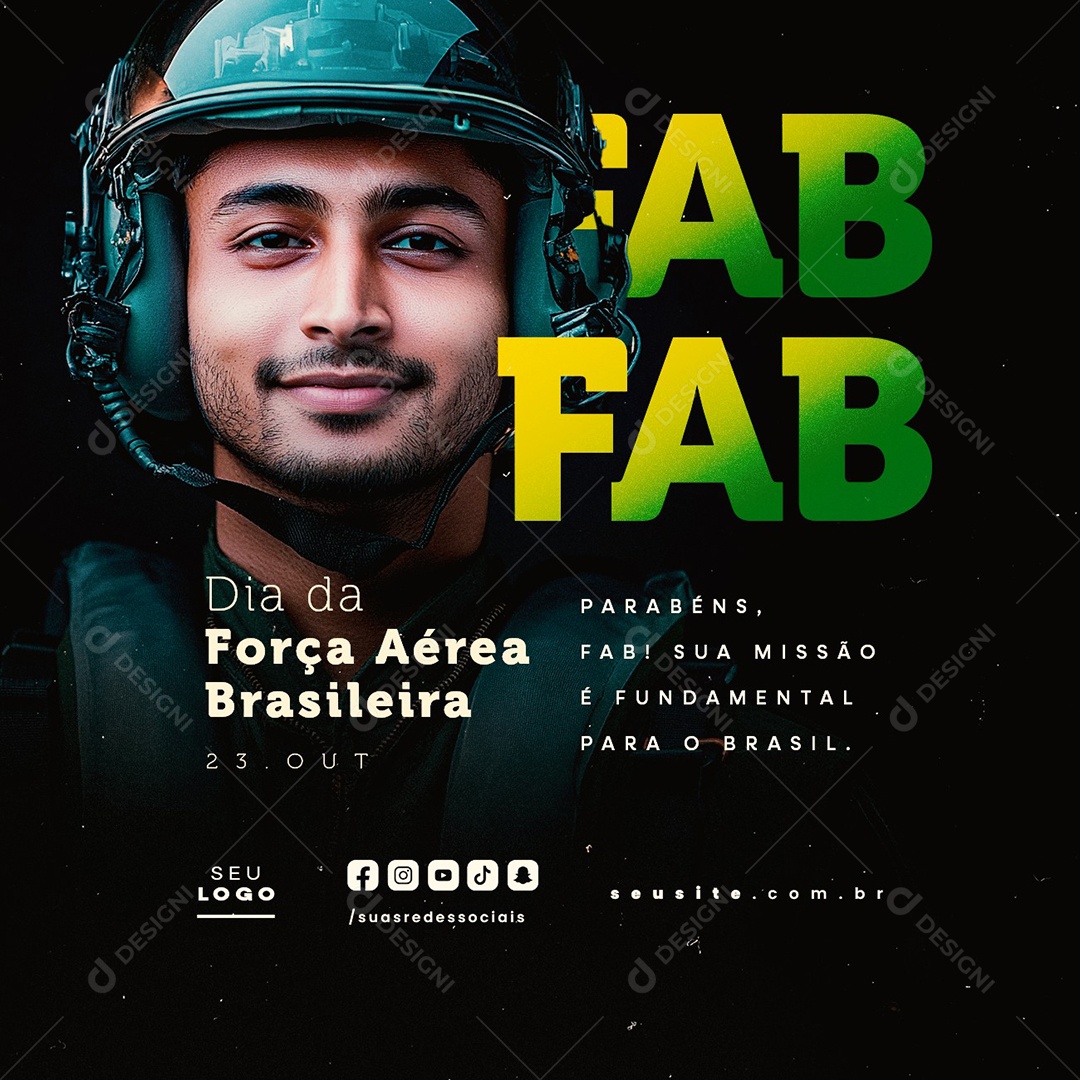 Dia da Força Aérea Brasileira 23 de Outubro Social Media PSD Editável