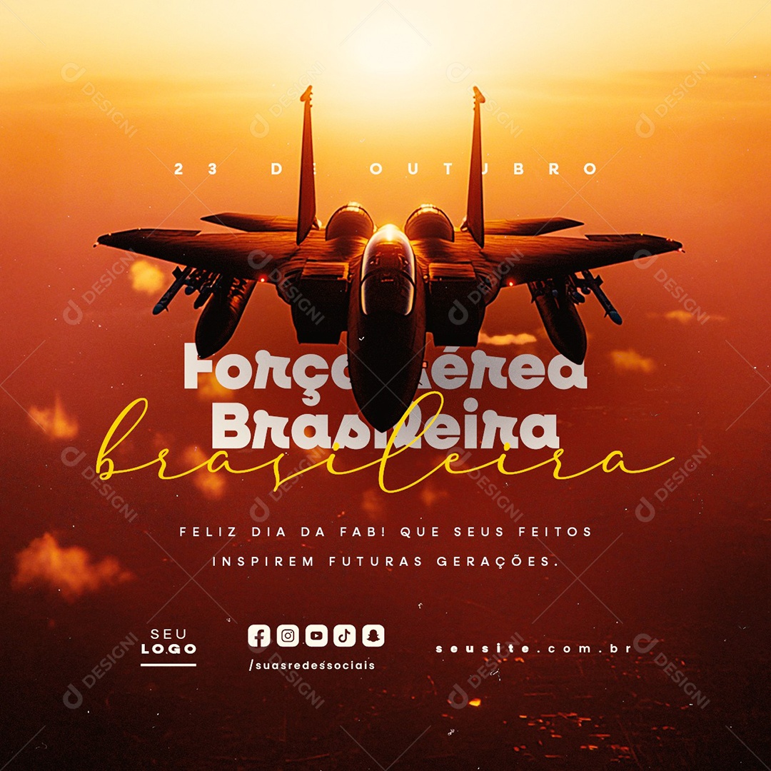 Social Media Dia da Força Aérea Brasileira 23 de Outubro PSD Editável