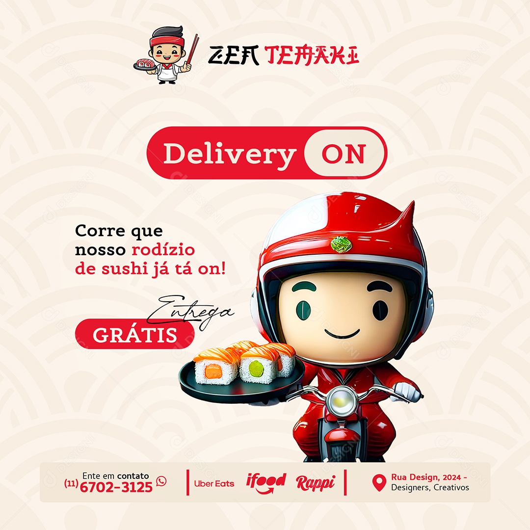 Comida Japonesa Restourante Social Media PSD Editável