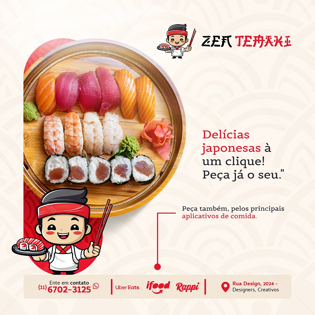 Comida Japonesa Restaurante Social Media PSD Editável