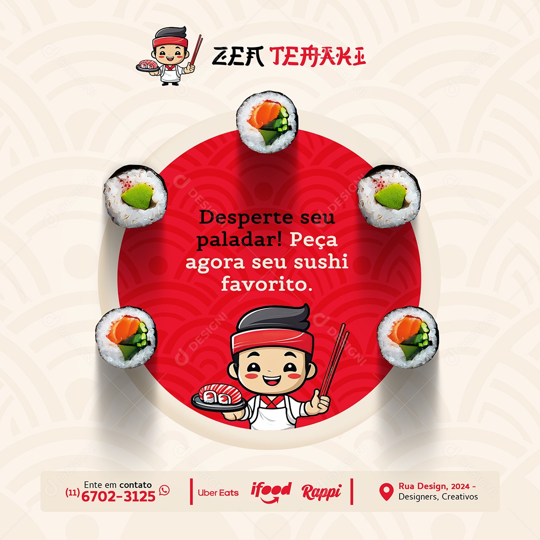 Comida Japonesa Restourante Social Media PSD Editável