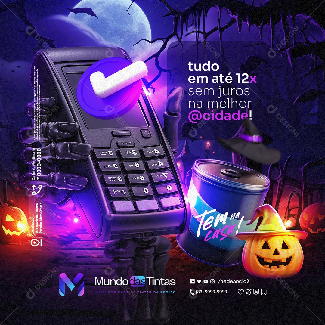 Casa de Tintas Ofertas do Halloween Tem na Casa Social Media PSD Editável