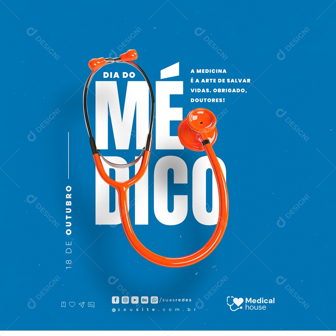 Dia do Médico 18 de Outubro Social Media PSD Editável