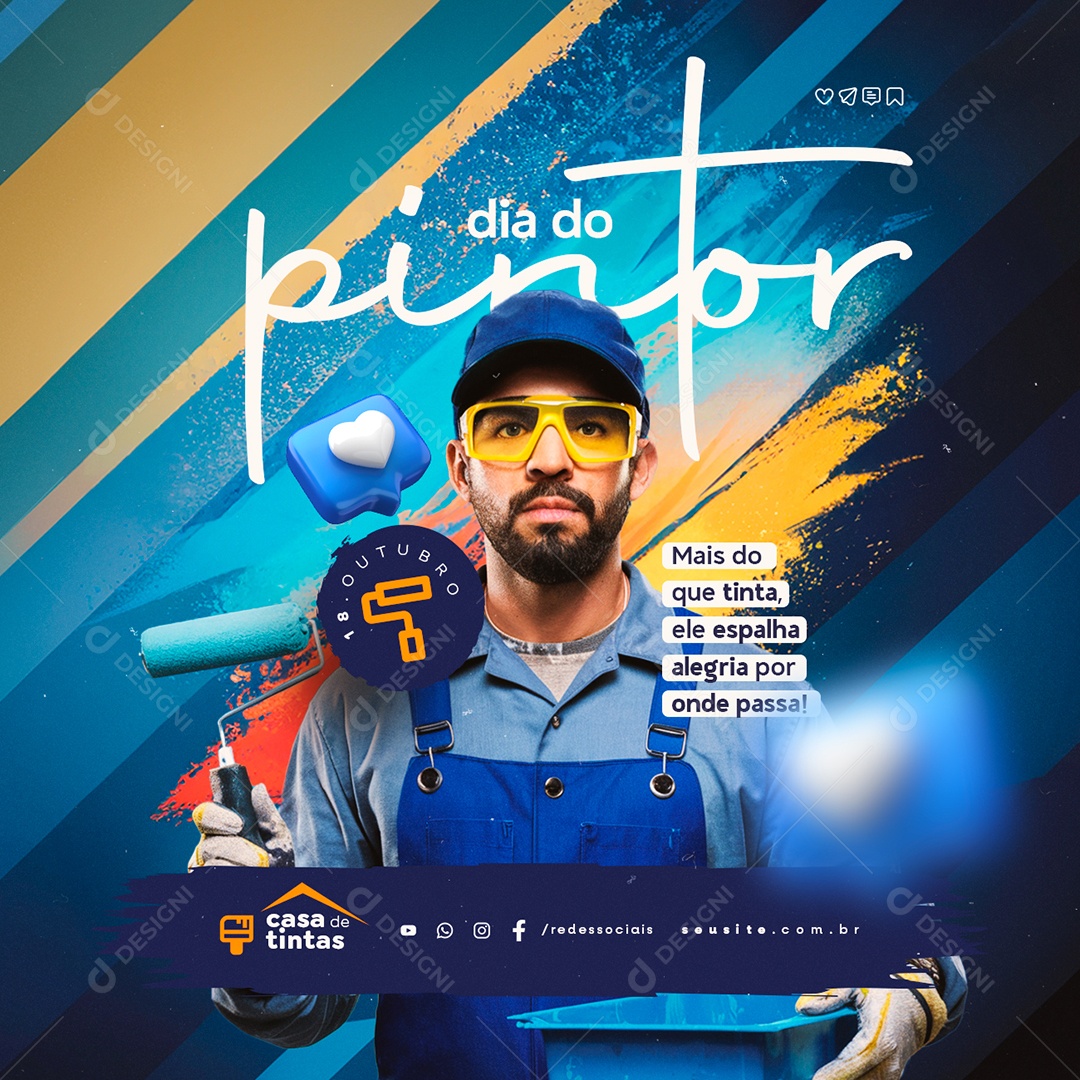 Dia do Pintor 18 De Outubro Social Media PSD Editável