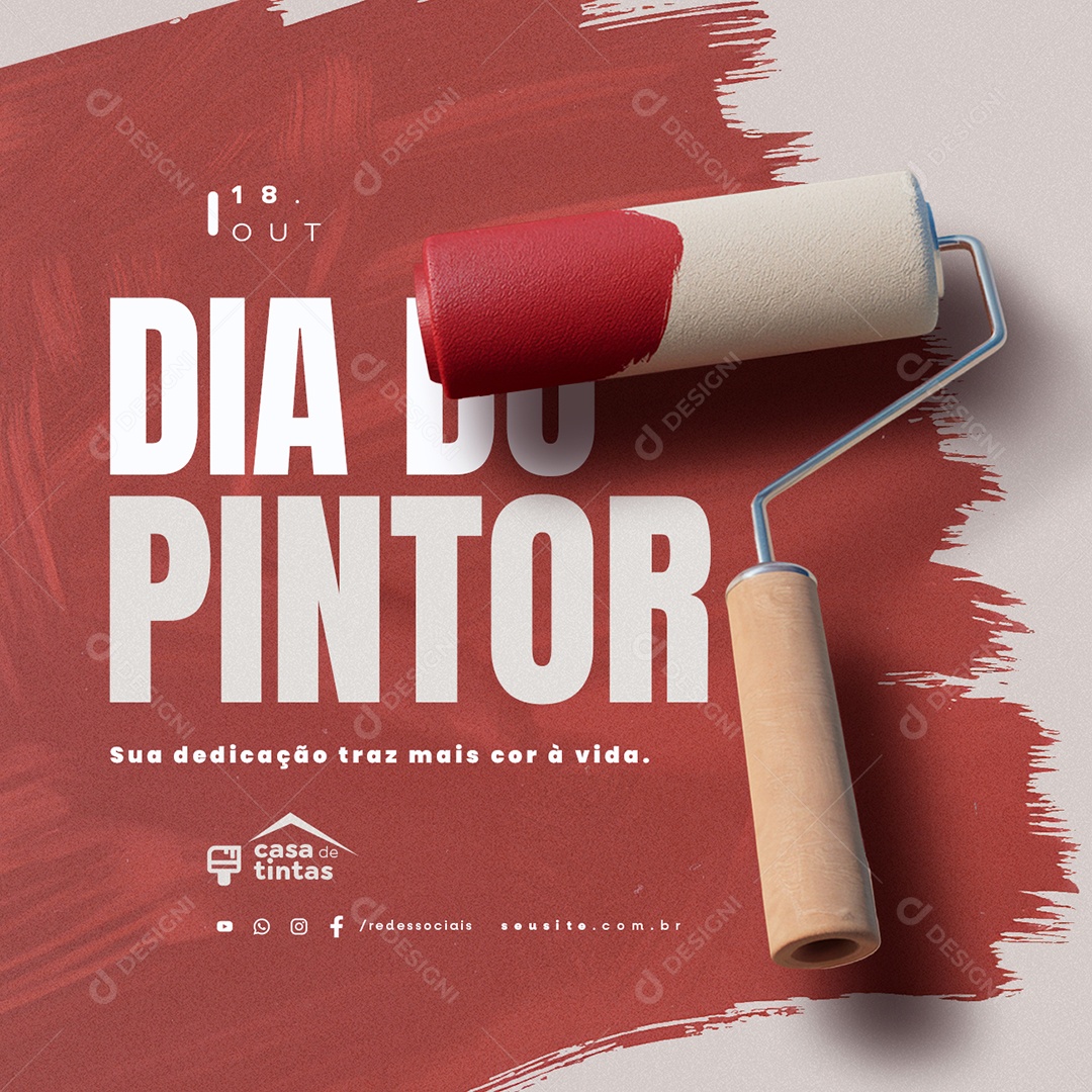 Dia do Pintor 18 De Outubro Sua Dedicação Traz Mais Cor à Vida Social Media PSD Editável
