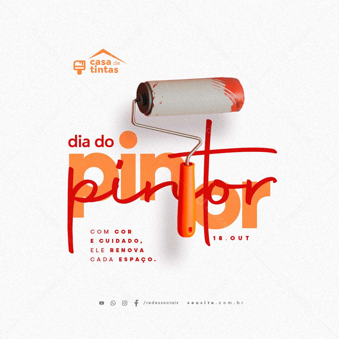 Dia do Pintor 18 De Outubro Com Cor e Cuidado Social Media PSD Editável