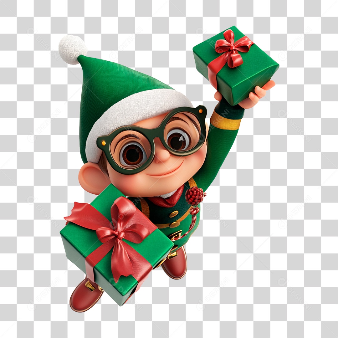 Personagem Mascote de Natal com Presente PNG Transparente