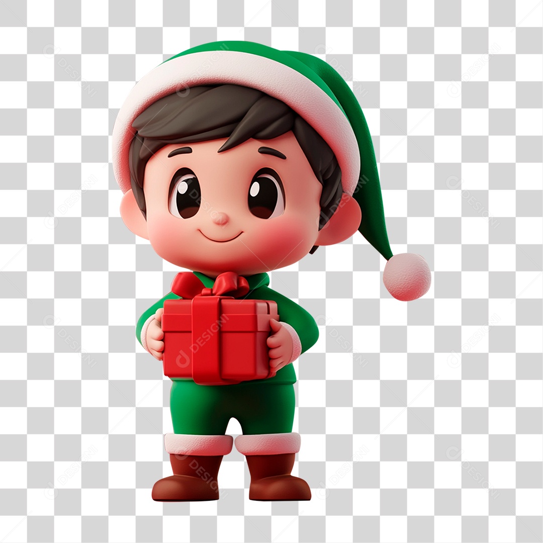 Personagem Mascote de Natal com Presente PNG Transparente