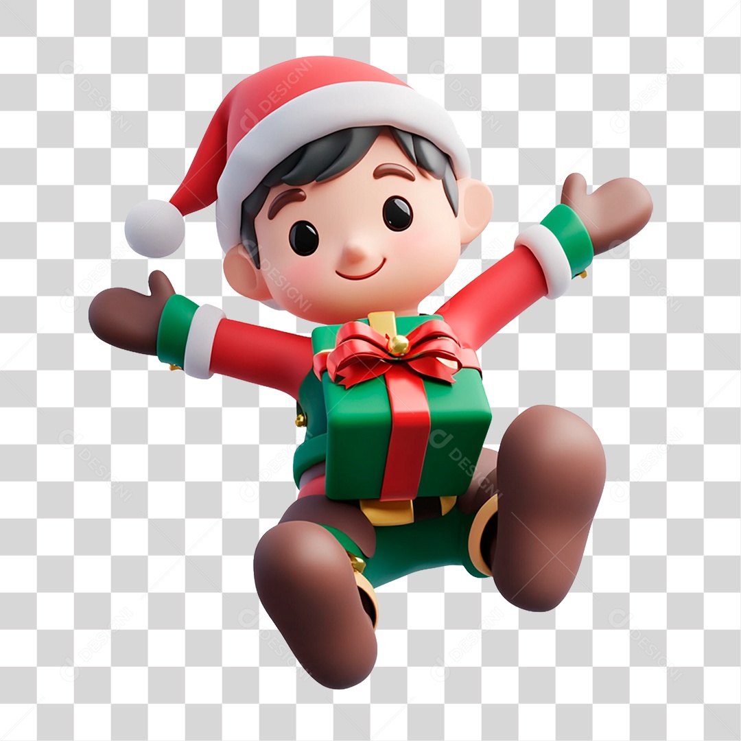 Personagem Mascote de Natal com Presente PNG Transparente