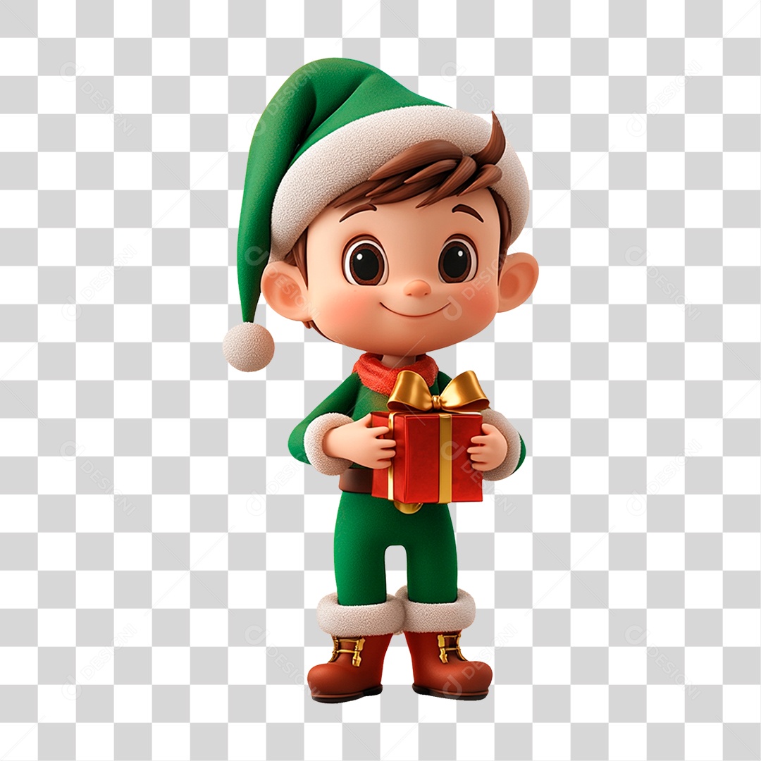 Personagem Mascote de Natal com Presente PNG Transparente