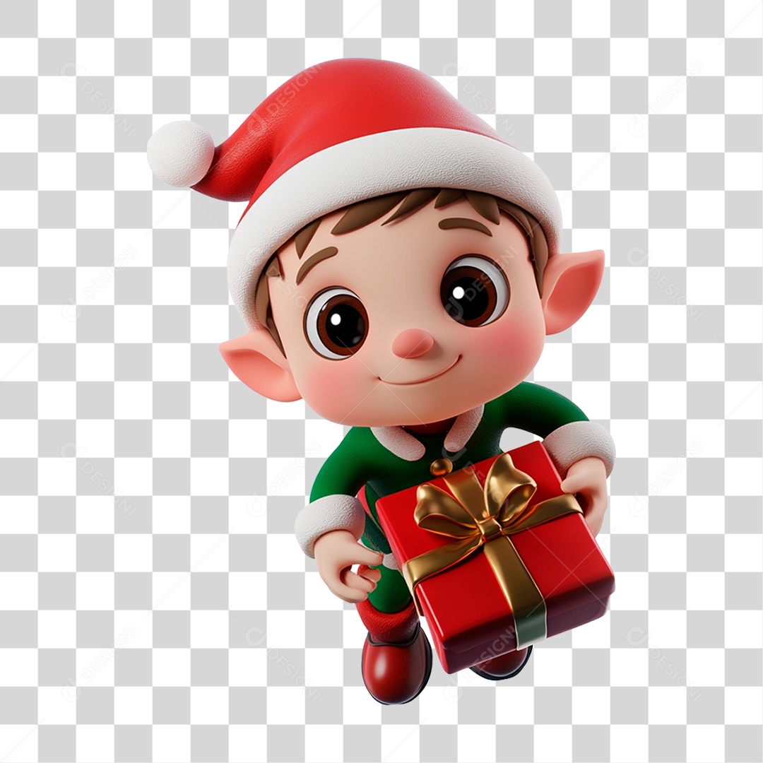 Personagem Mascote de Natal com Presente PNG Transparente