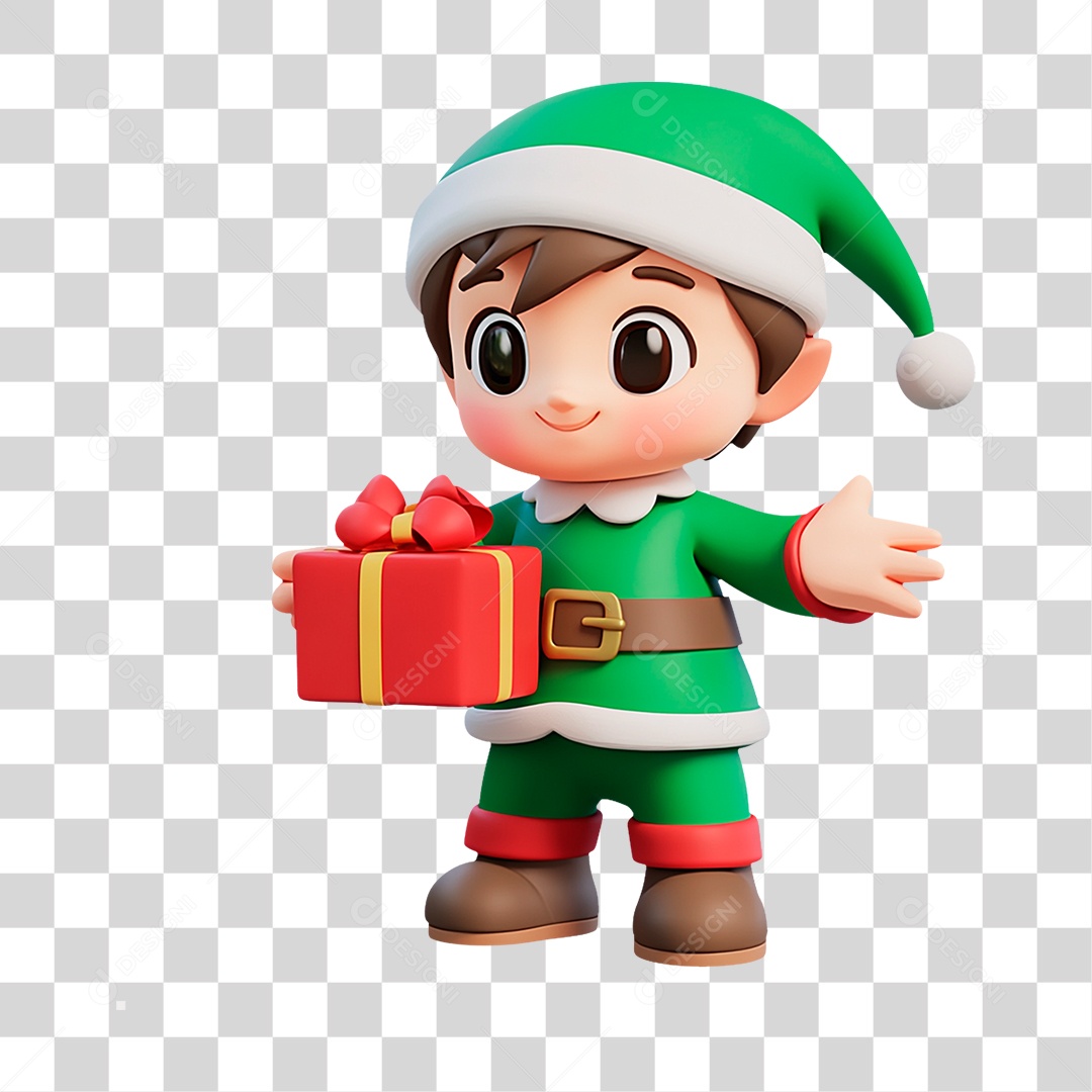 Personagem Mascote de Natal com Presente PNG Transparente