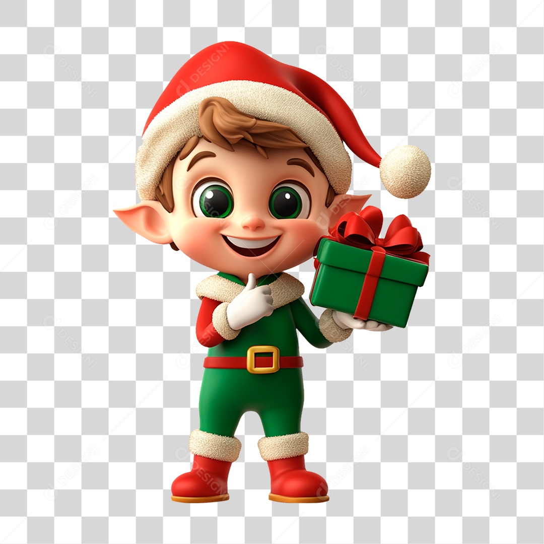 Personagem Mascote de Natal com Presente PNG Transparente
