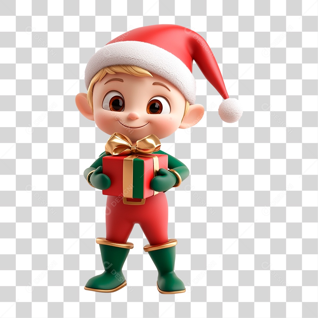 Personagem Mascote de Natal com Presente PNG Transparente