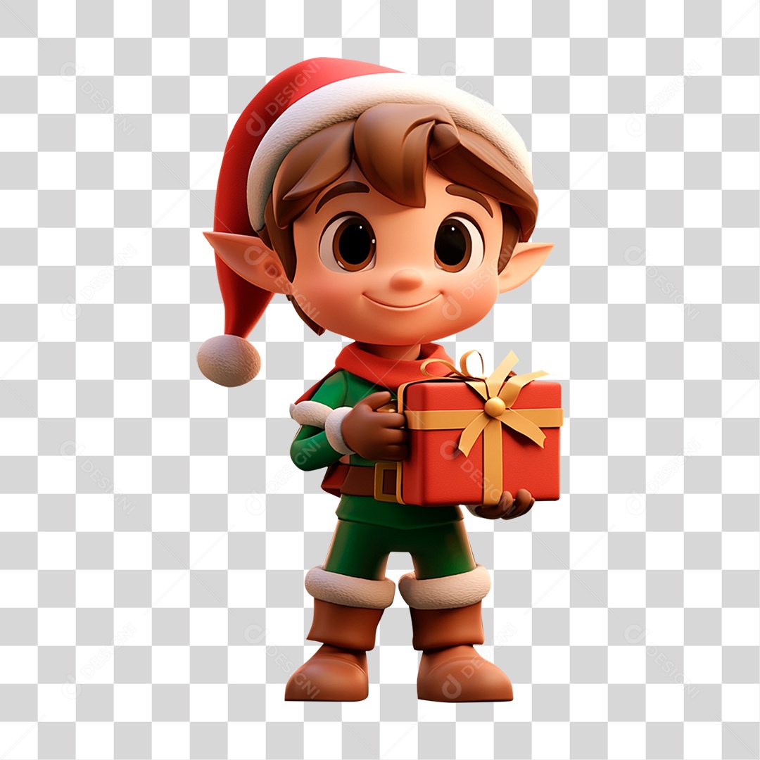 Personagem Mascote de Natal com Presente PNG Transparente