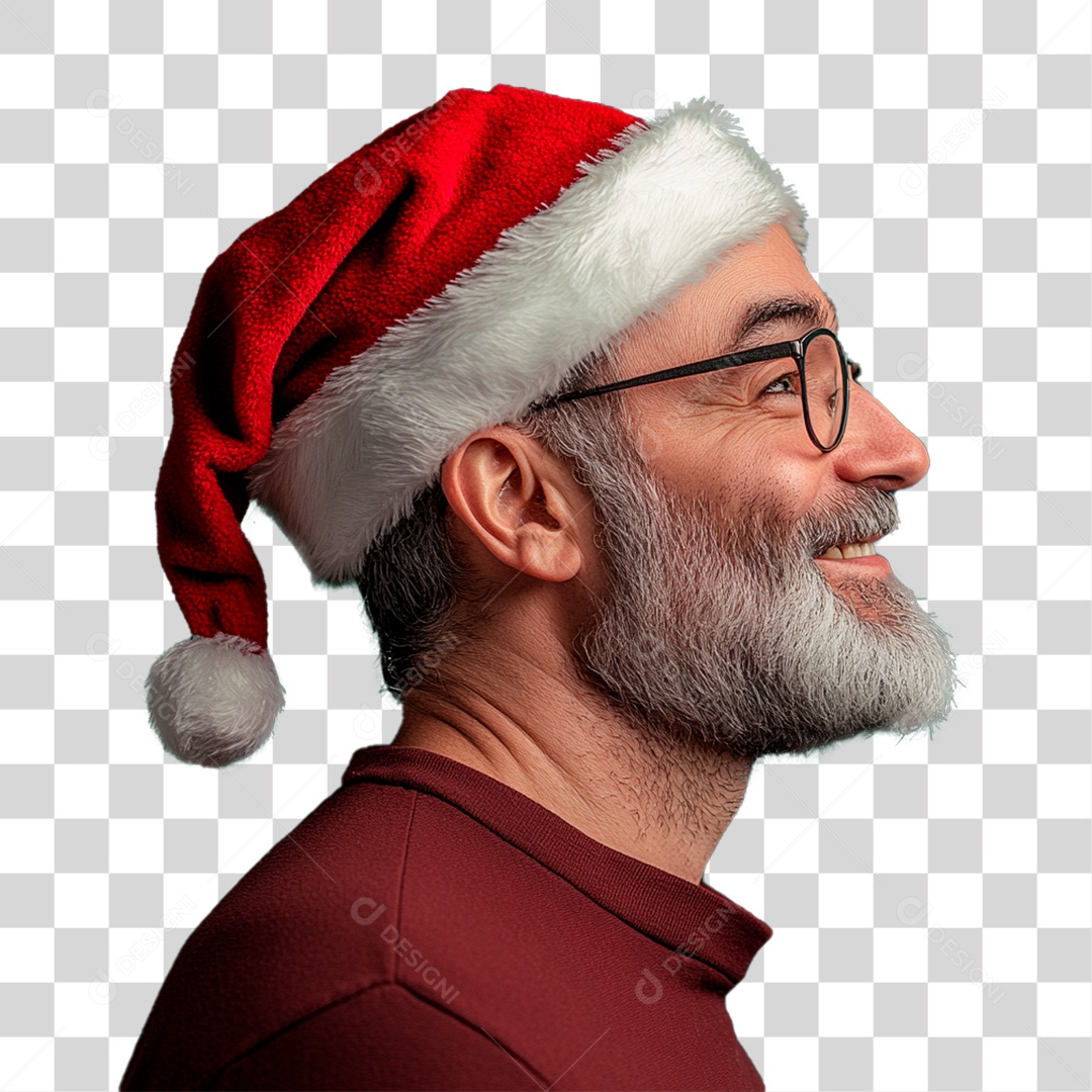 Homem com Gorro de Natal PNG Transparente